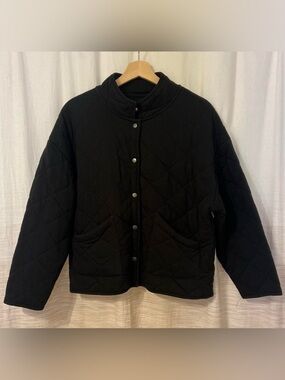Black Quilted Button-Front Women's Jacket